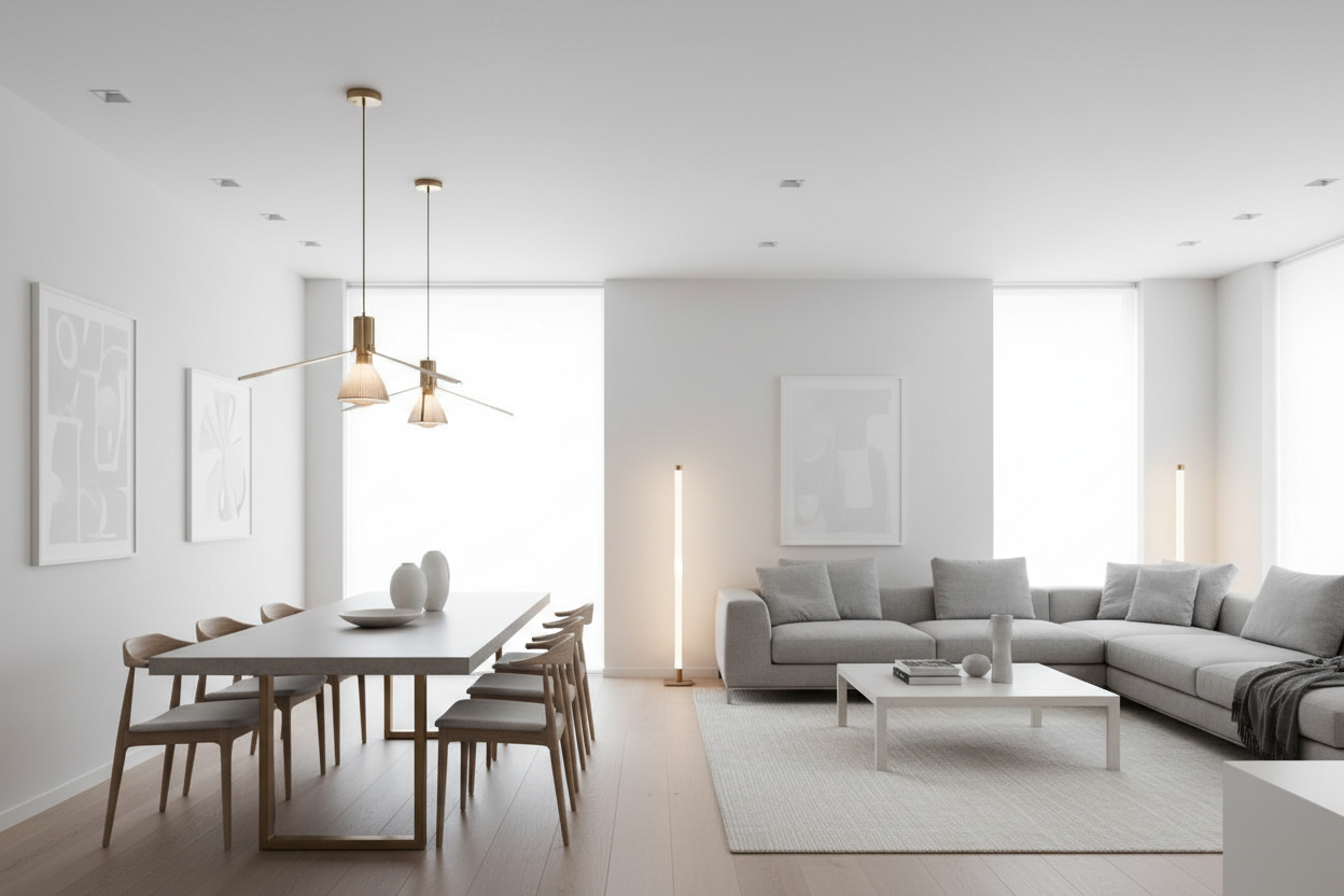 Home lighting, clean uncluttered